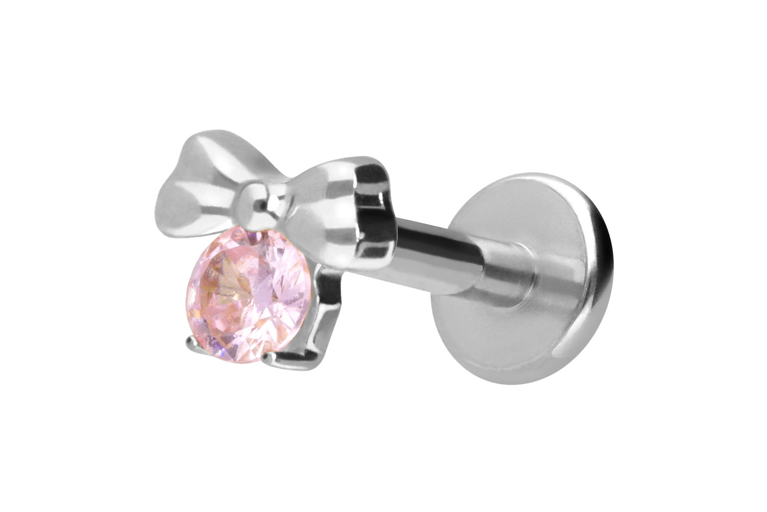 Titan Labret Piercing mit Innengewinde SCHLEIFE + KRISTALL